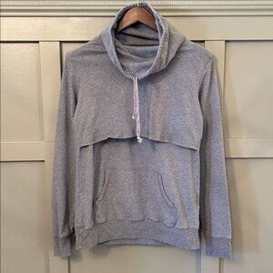 Latched Mama Nursing Sweatshirt Funnel Neck Gray Stretch Cotton Size Large